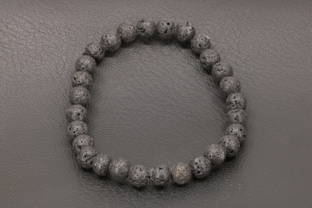 lava rock stretchy bracelet, 6 mm spheres