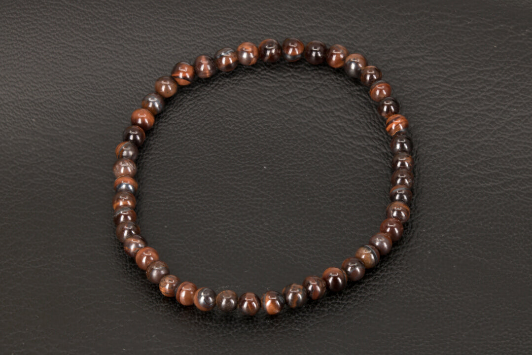 Red Tigers Eye Stretchy Bracelet 4 mm Spheres