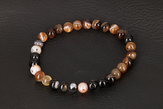 Banded Agate Stretchy bracelet, 6 mm Banded Agate Spheres 