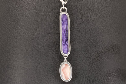 Charoite And Rhodochrosite Pendant Set In Sterling Silver