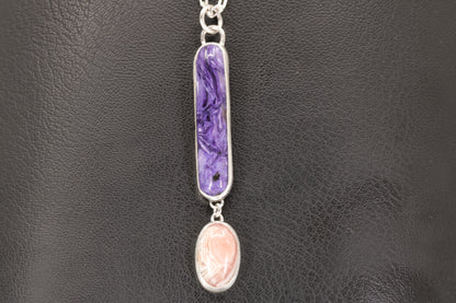Charoite And Rhodochrosite Pendant Set In Sterling Silver