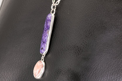Charoite And Rhodochrosite Pendant Set In Sterling Silver