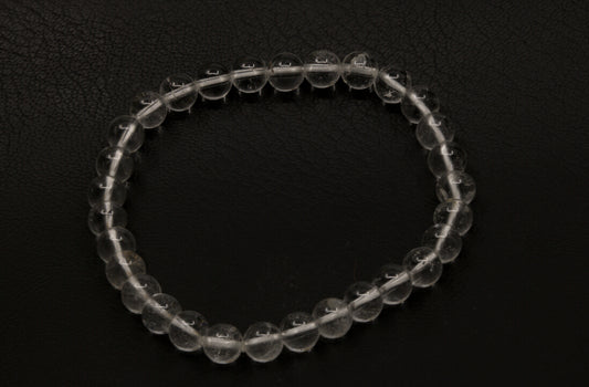 Clear Quartz Stretchy Bracelet, 6 mm clear quartz spheres