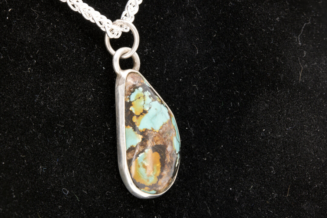 Hubei Turquoise pendant set in sterling silver left side picture