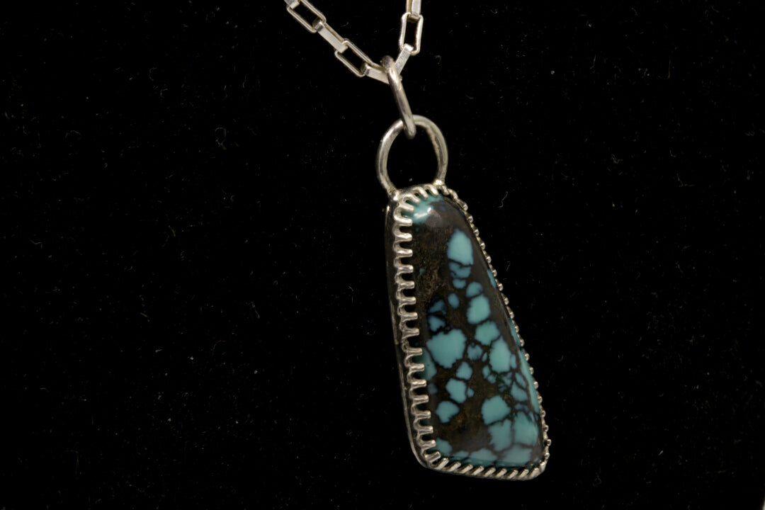 Hubei Turquoise Pendant set in Sterling Silver left side photo