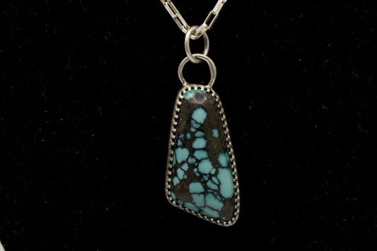 Hubei Turquoise Pendant set in Sterling Silver front photo