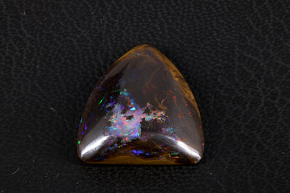 Koroit Boulder Opal Shield Cabochon with bright rainbow flash front picture