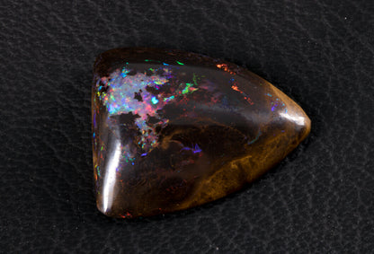 Koroit Boulder Opal Shield Cabochon with bright rainbow flash right side picture