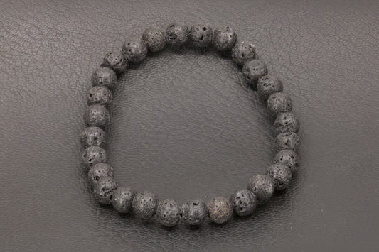 lava rock stretchy bracelet, 6 mm spheres