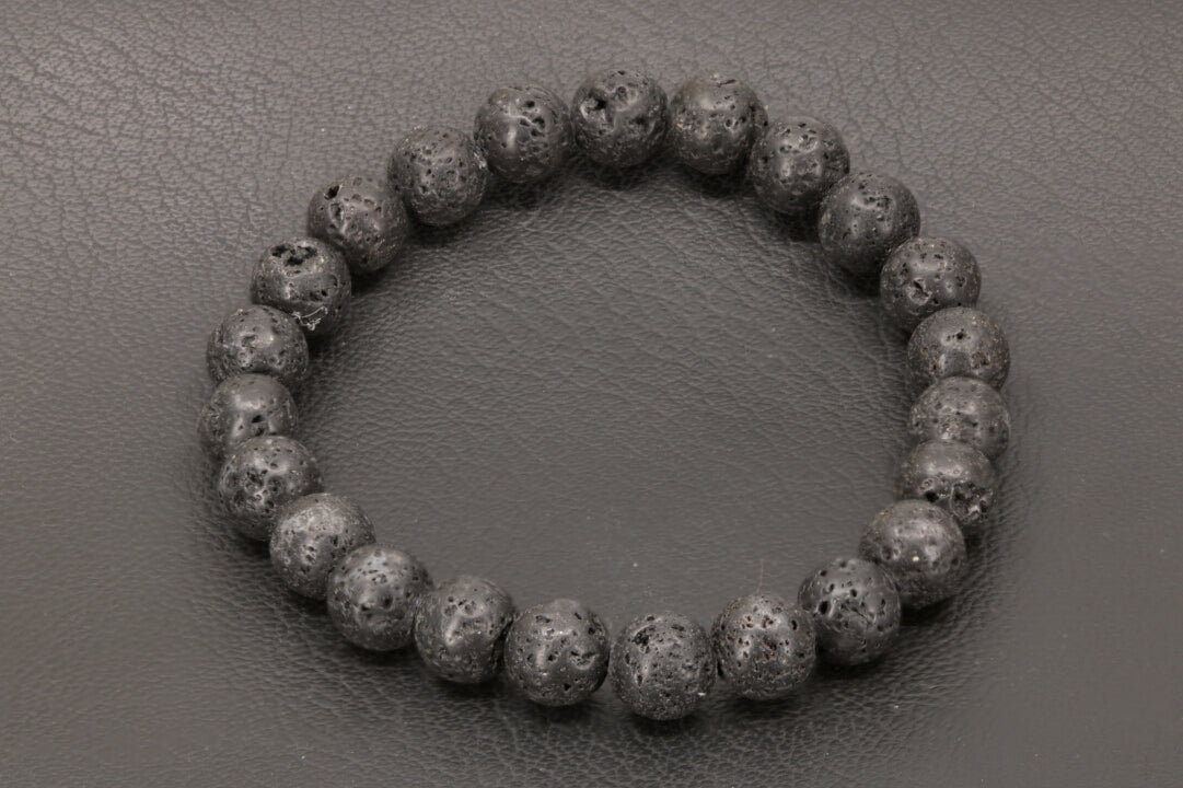 Lava Rock stretchy bracelet, 8 mm spheres