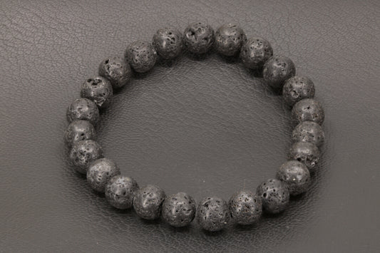 Lava Rock stretchy bracelet, 8 mm spheres