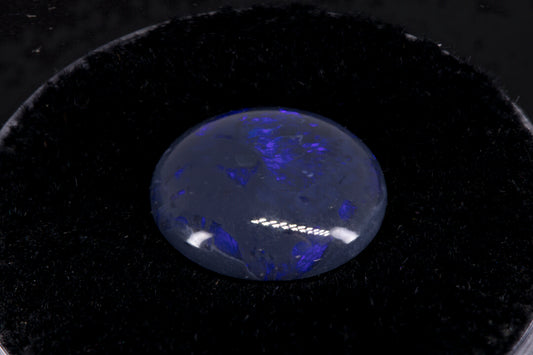 Lightning Ridge Black Opal with purple flash on a black background