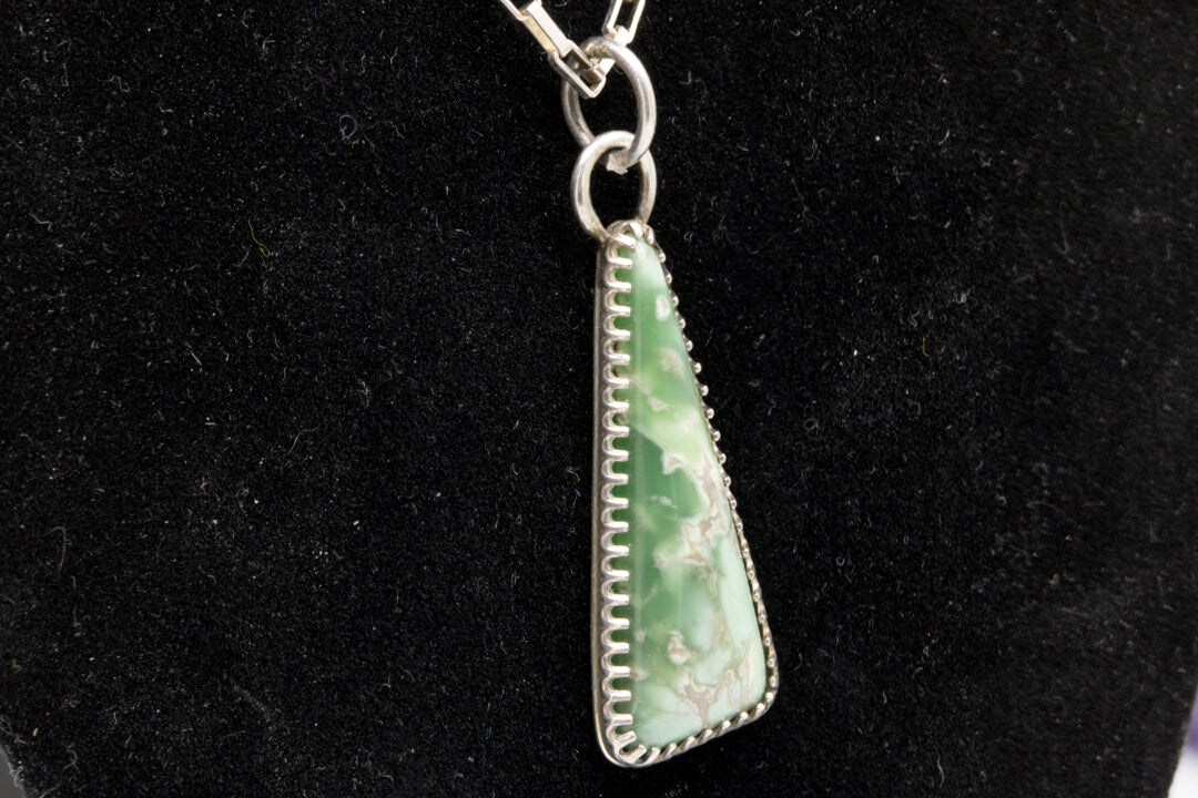 Lucin Variscite Pendant set in Sterling Silver left side picture