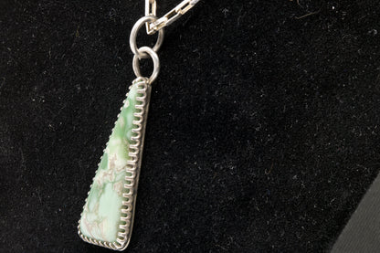 Lucin Variscite Pendant set in Sterling Silver right side picture