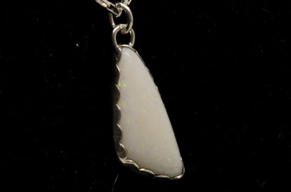 Australian Mintabie White Base Opal Pendant set in Sterling Silver right photo