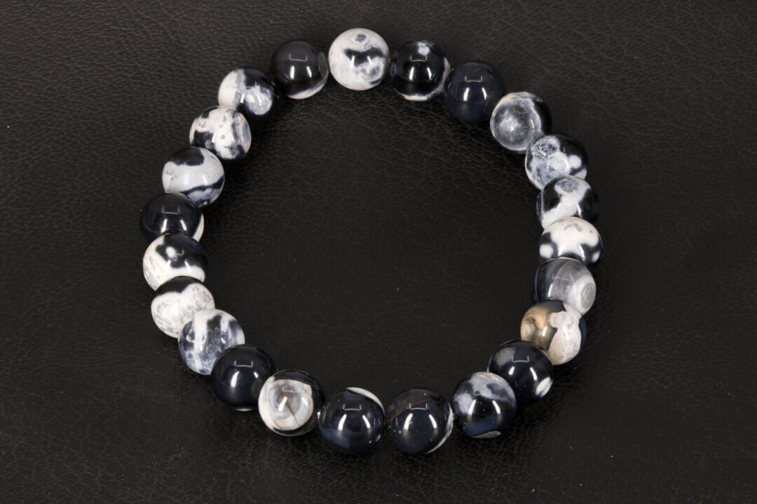 Orca Agate Stretchy Bracelet, 8 mm spheres