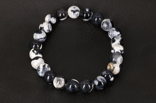 Orca Agate Stretchy Bracelet, 8 mm spheres