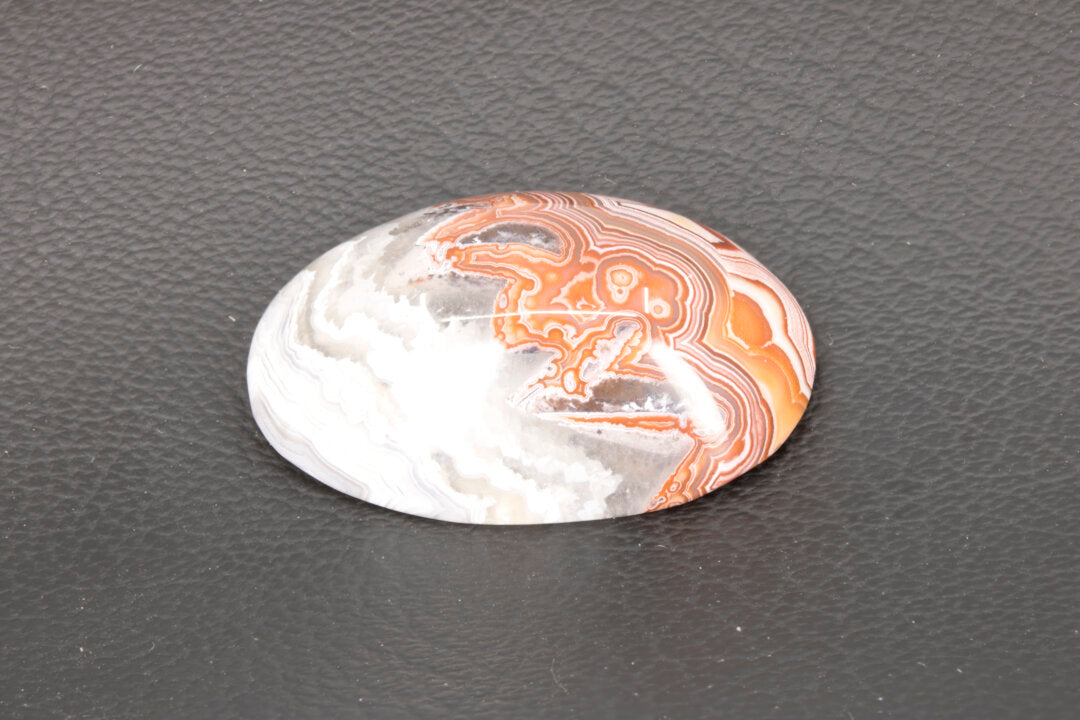 Red and White Crazy Lace Agate Cabochon right side picture