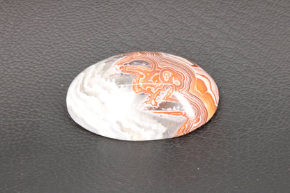 Red and White Crazy Lace Agate Cabochon right side picture