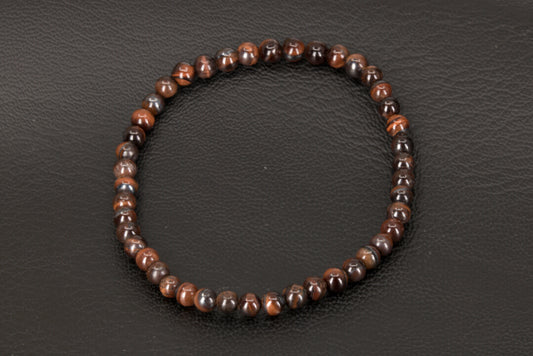 Red Tigers Eye Stretchy Bracelet 4 mm Spheres