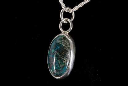 Shattuckite Oval Pendant Set In Sterling Silver