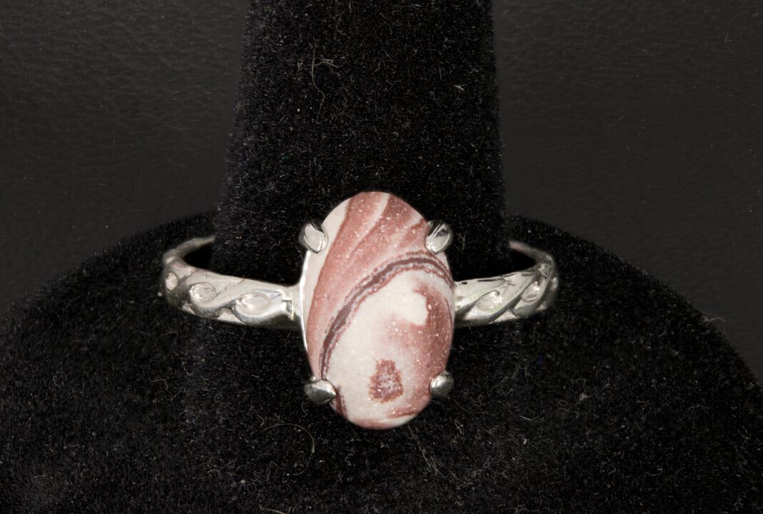 Wonderstone set in a sterling silver infinity ring band front bottom photo