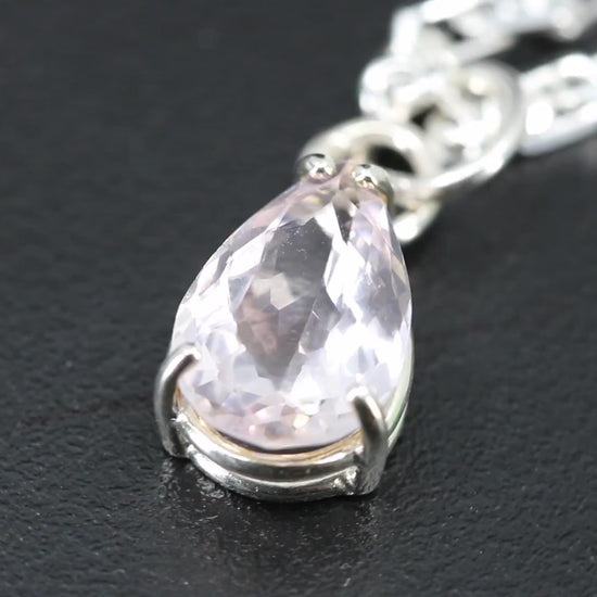 Rose Quartz pear shaped facet set in sterling silver video