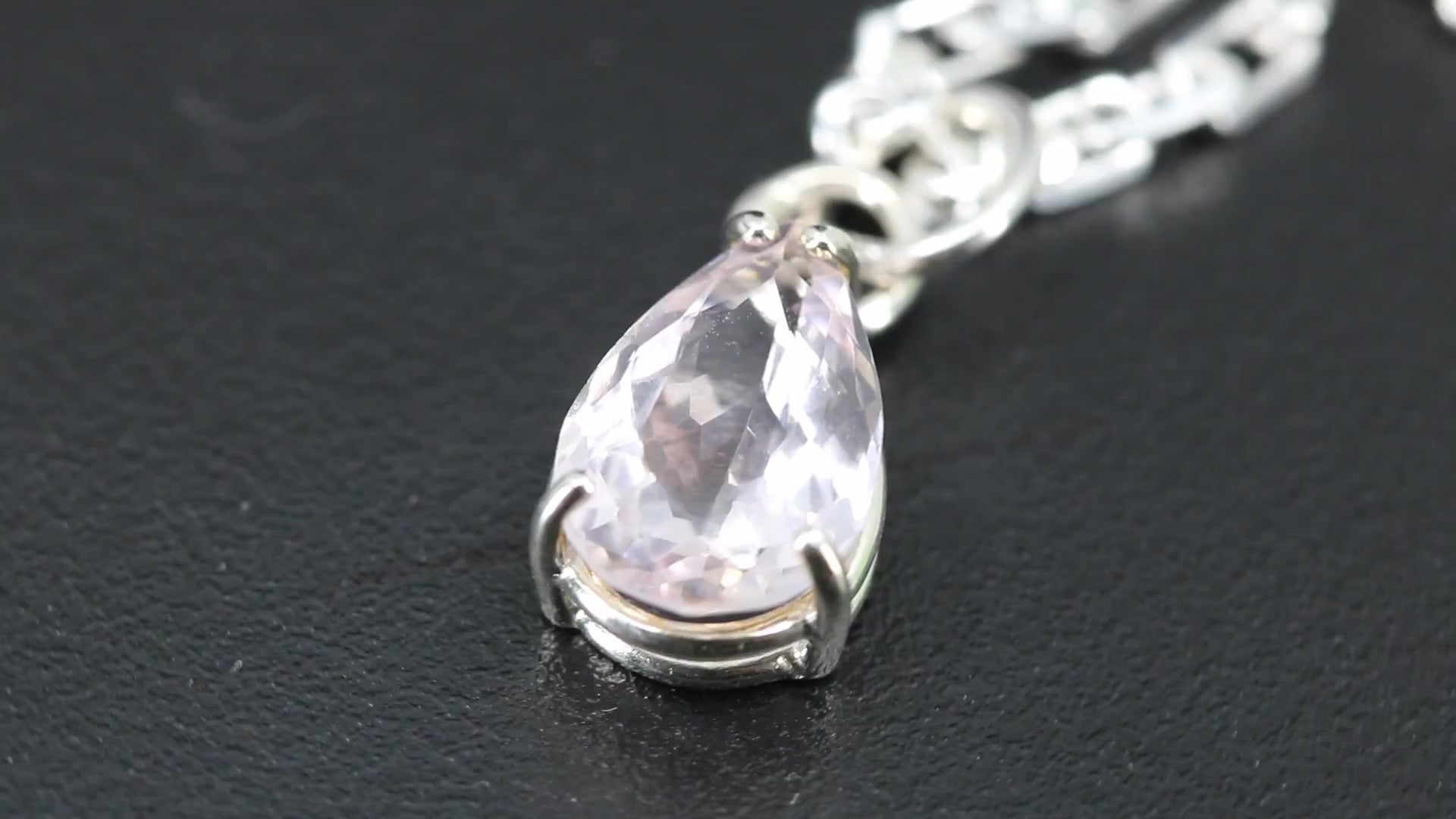 Rose Quartz pear shaped facet set in sterling silver video